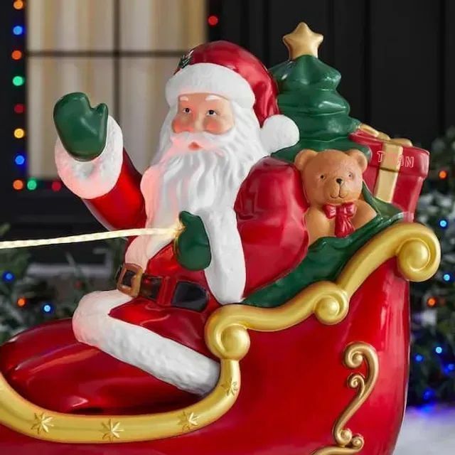 Santa’s Sleigh with Reindeer Holiday Decoration Christmas 2025